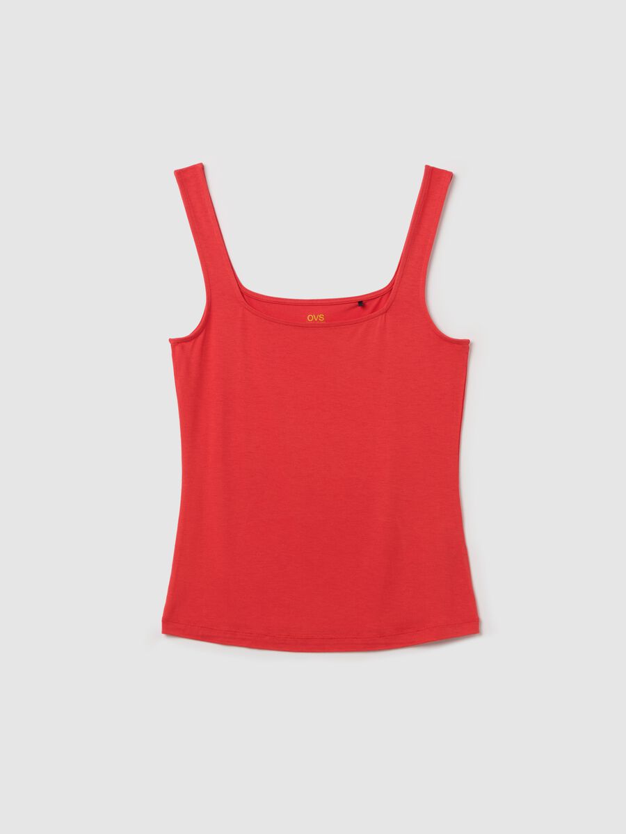 Basic red tank top in stretch viscose_4