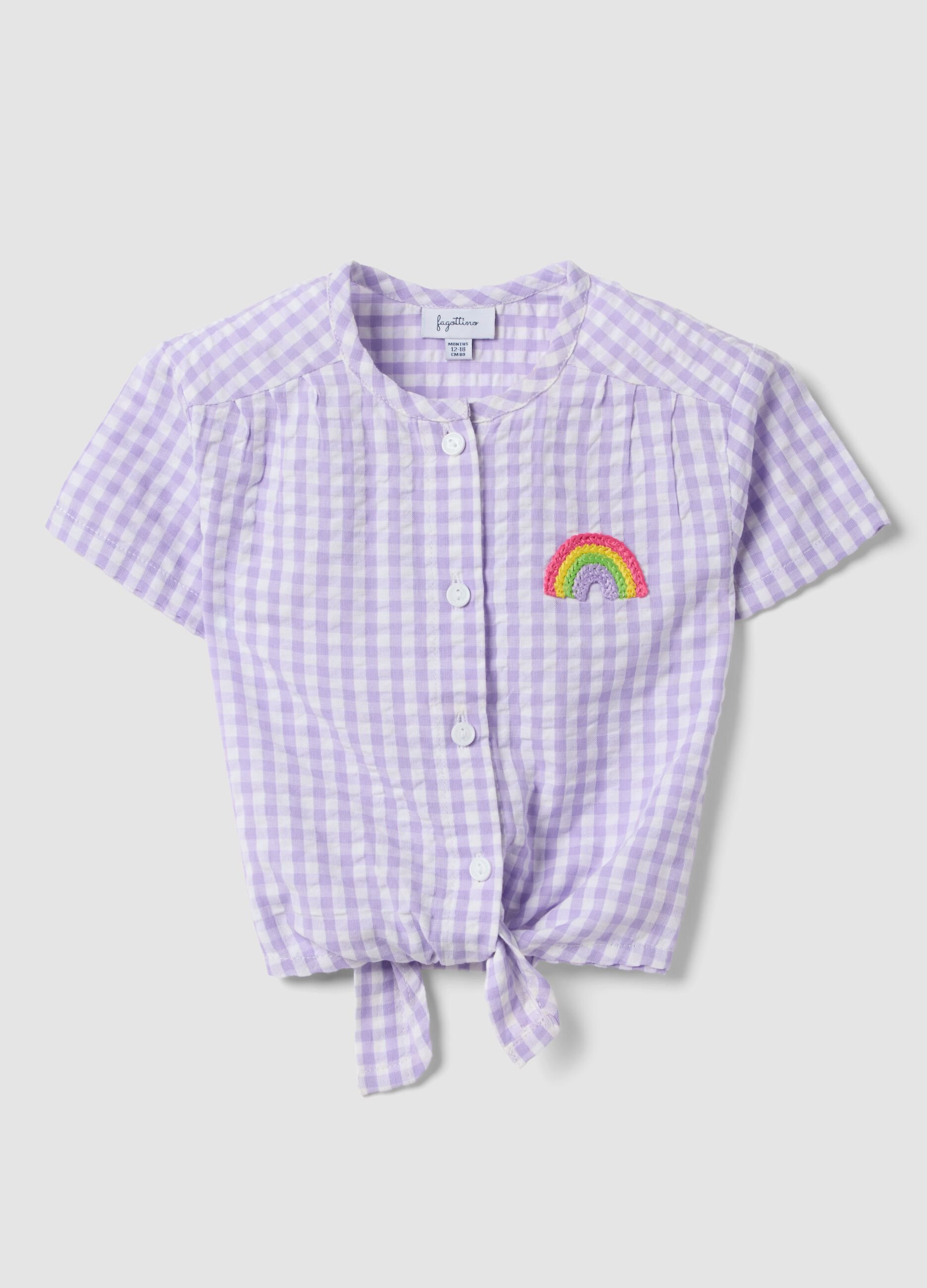 Multicoloured check pure cotton blouse for girls regular fit
