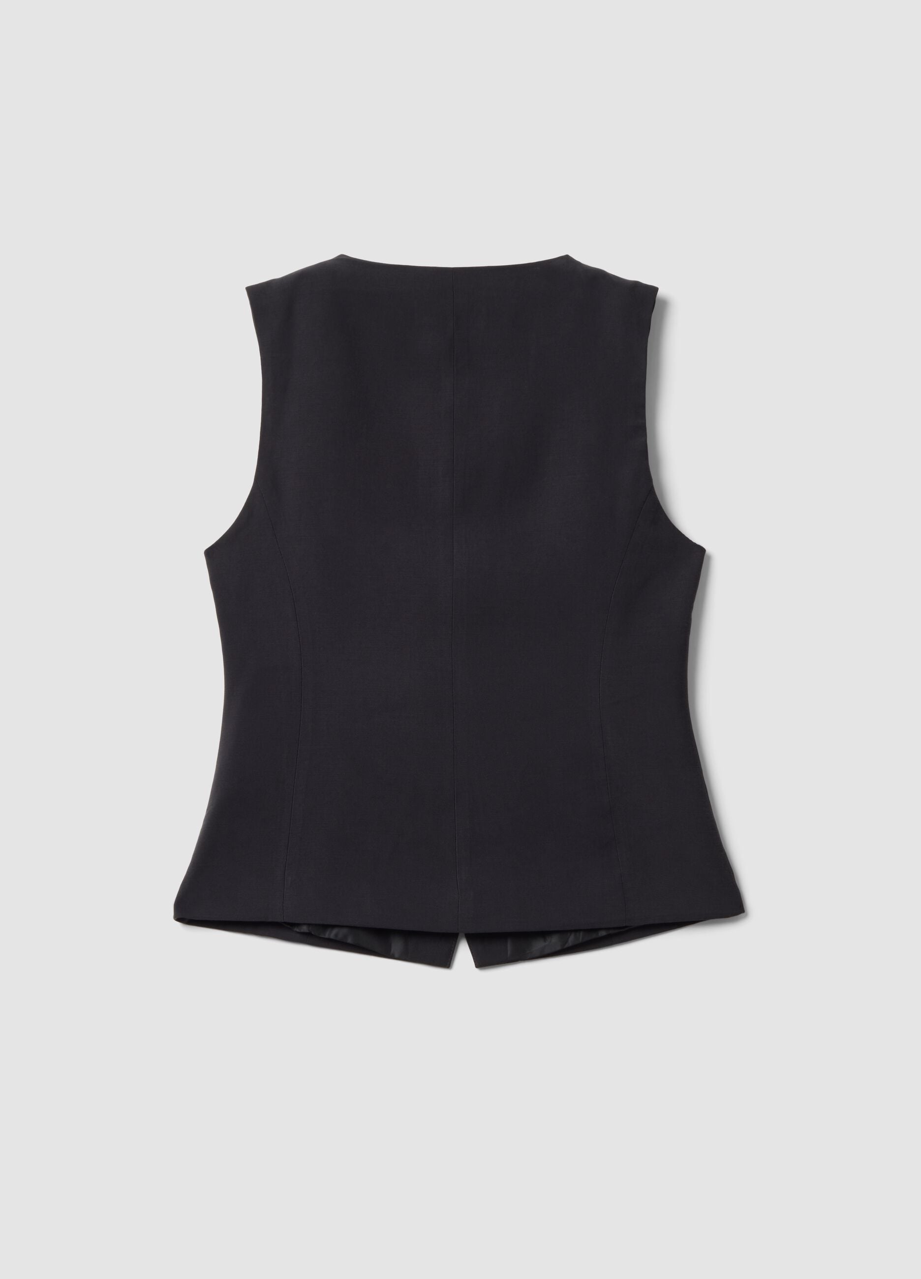 Black slim-fit viscose-blend waistcoat