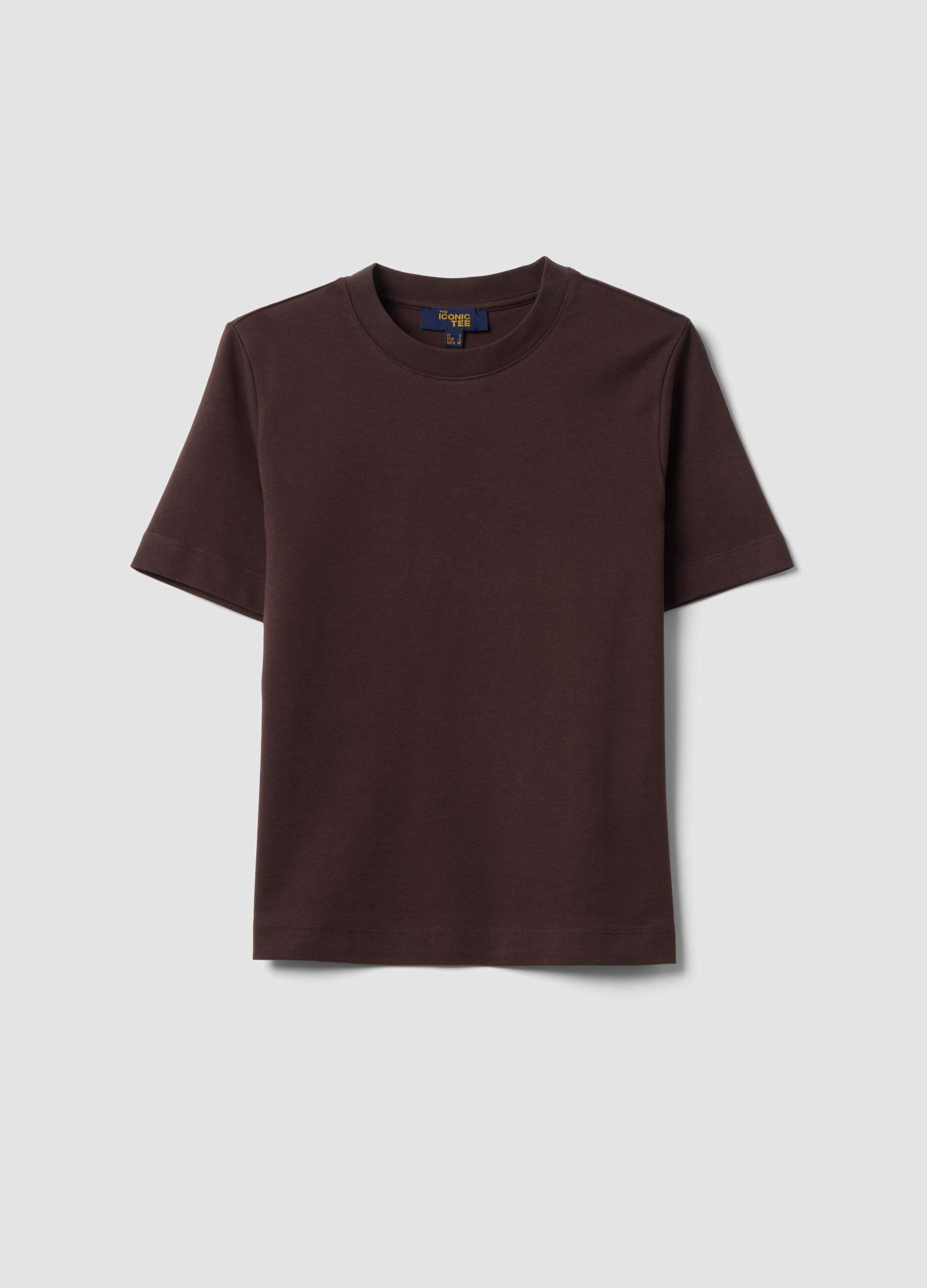 Brown relaxed-fit pure cotton short-sleeve T-shirt