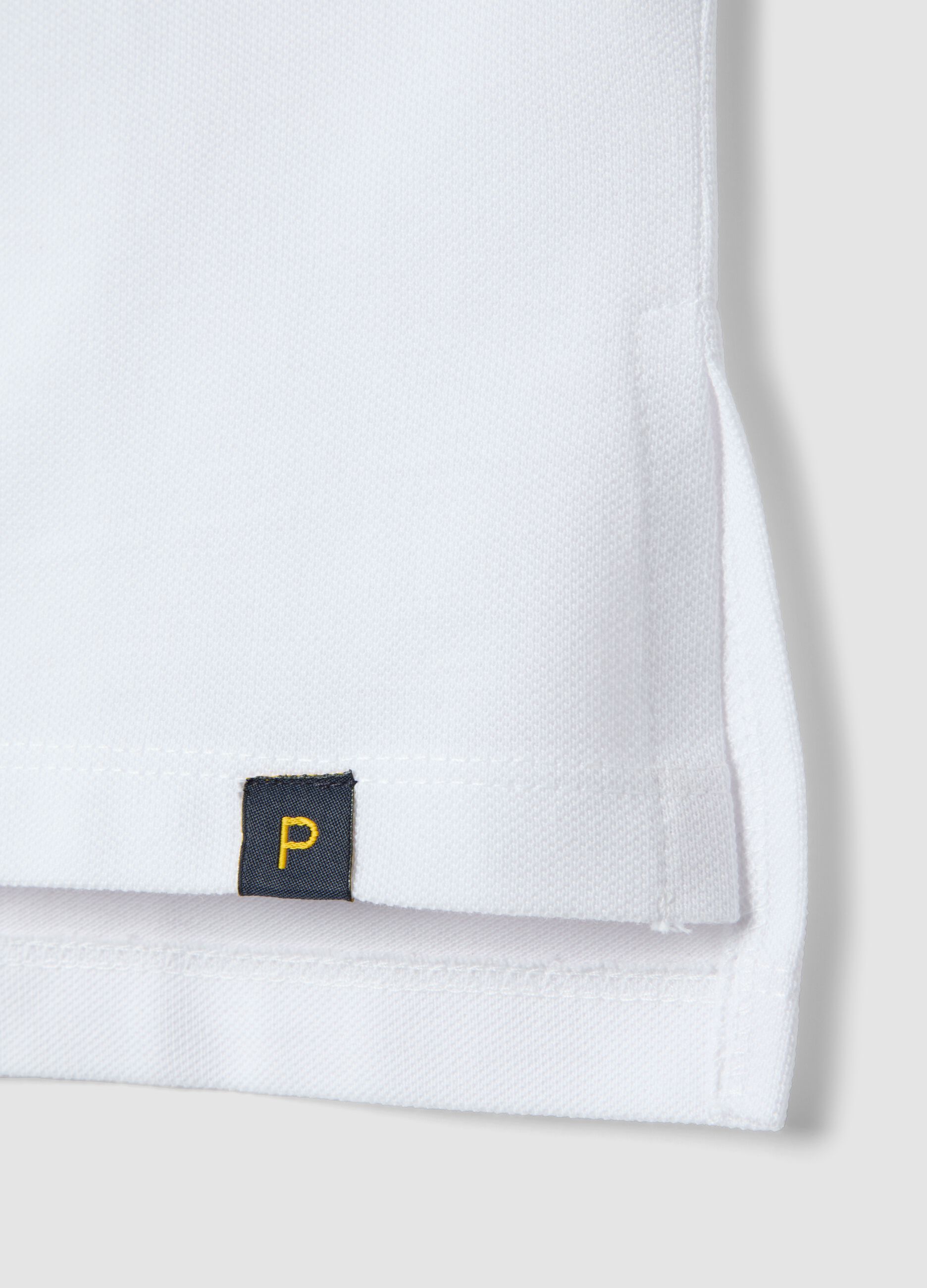 White short-sleeve pure cotton polo shirt, regular fit