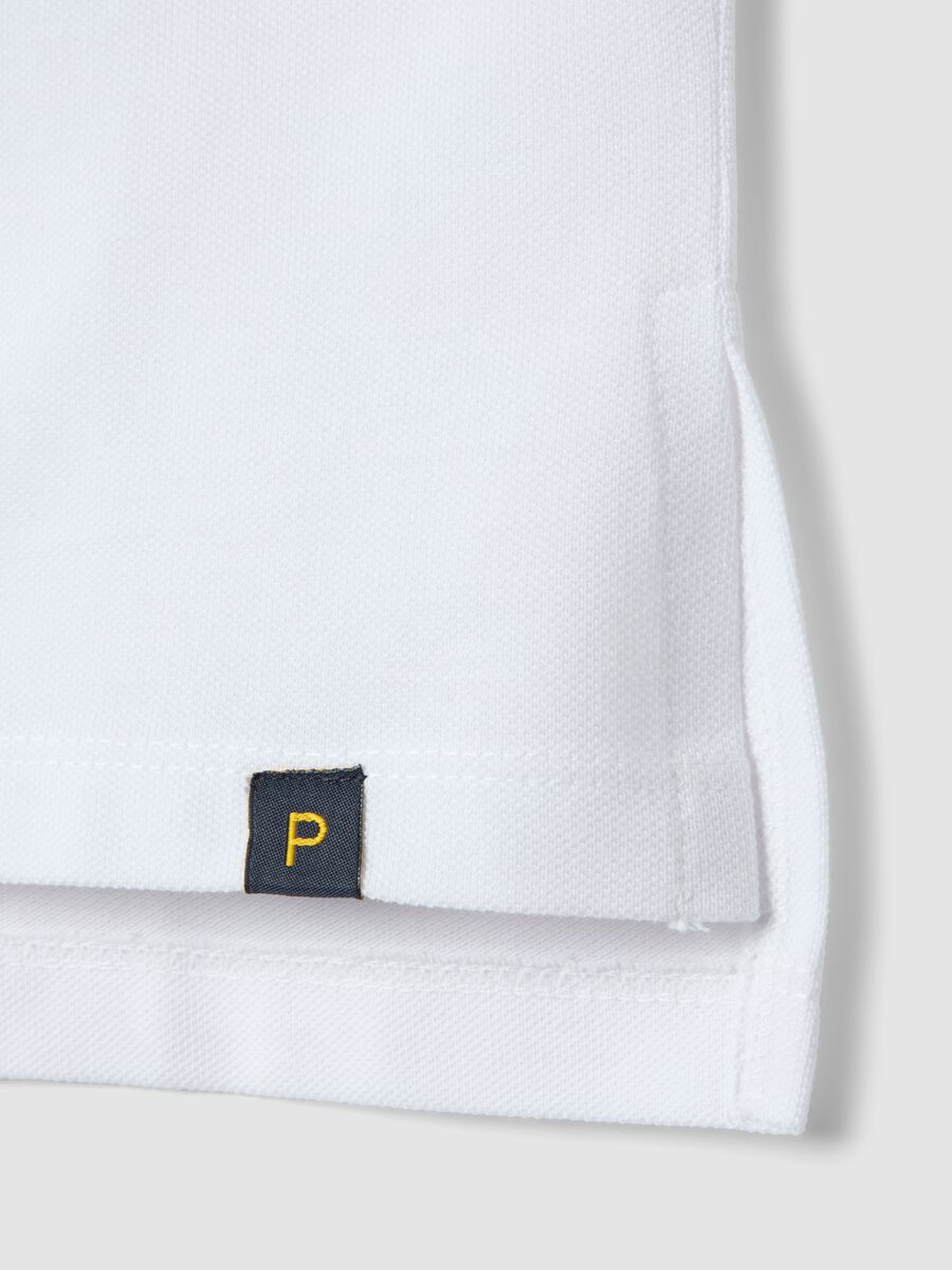 White short-sleeve pure cotton polo shirt, regular fit_5