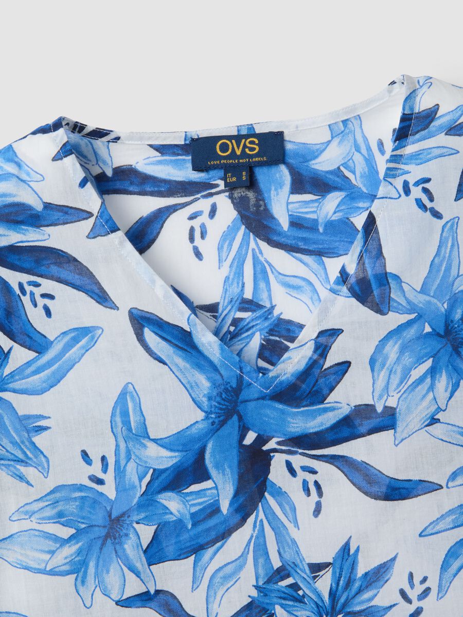 Multicoloured pure cotton kaftan with floral print_1