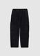 Black pure cotton cargo trousers regular fit_0
