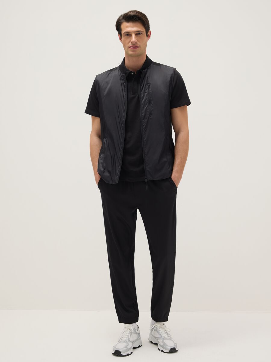Black regular fit trousers with elasticated waist_0