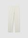 White pure cotton regular fit corduroy trousers_4