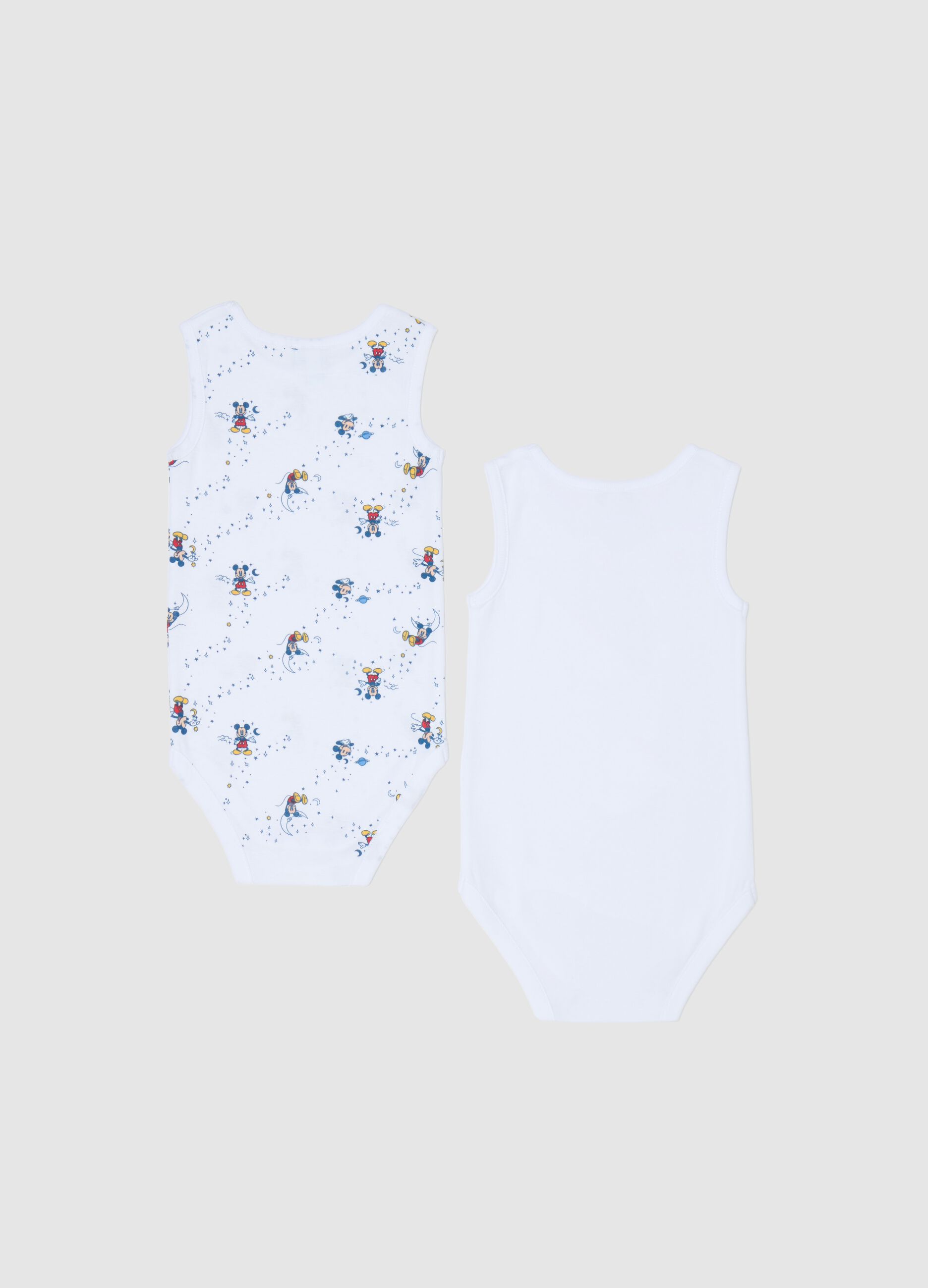 Two-pack sleeveless bodysuits with Mickey Mouse print