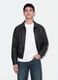 Black cropped jacket with zip and flap pockets, oversized fit_0