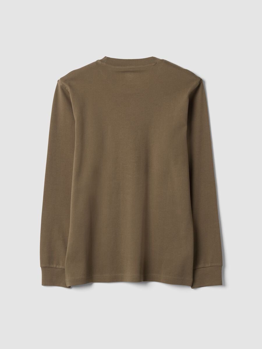 T-shirt marrone in puro cotone con girocollo_2