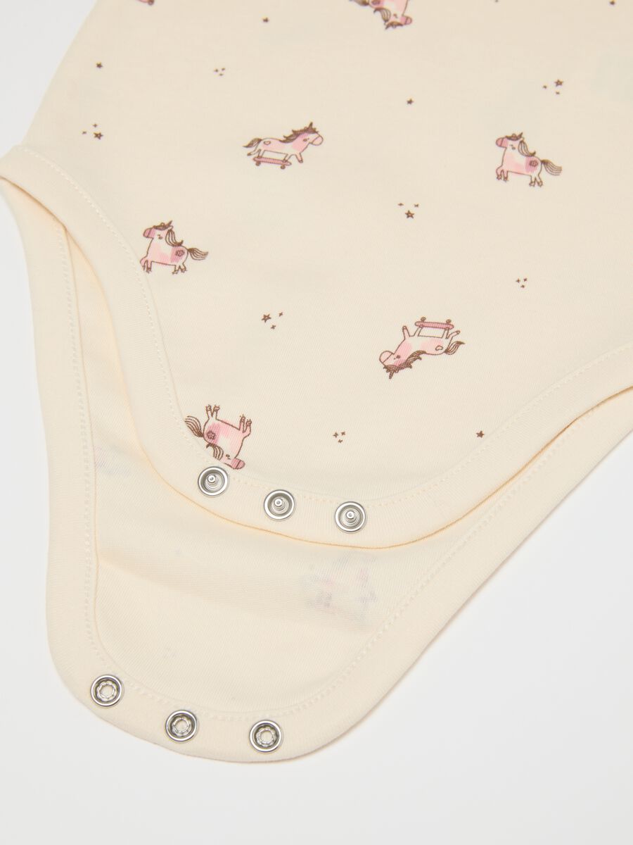 Short-sleeved multicolour bodysuit tripack for baby girls in pure cotton_2
