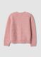 Pink crew-neck openwork knit cardigan_1