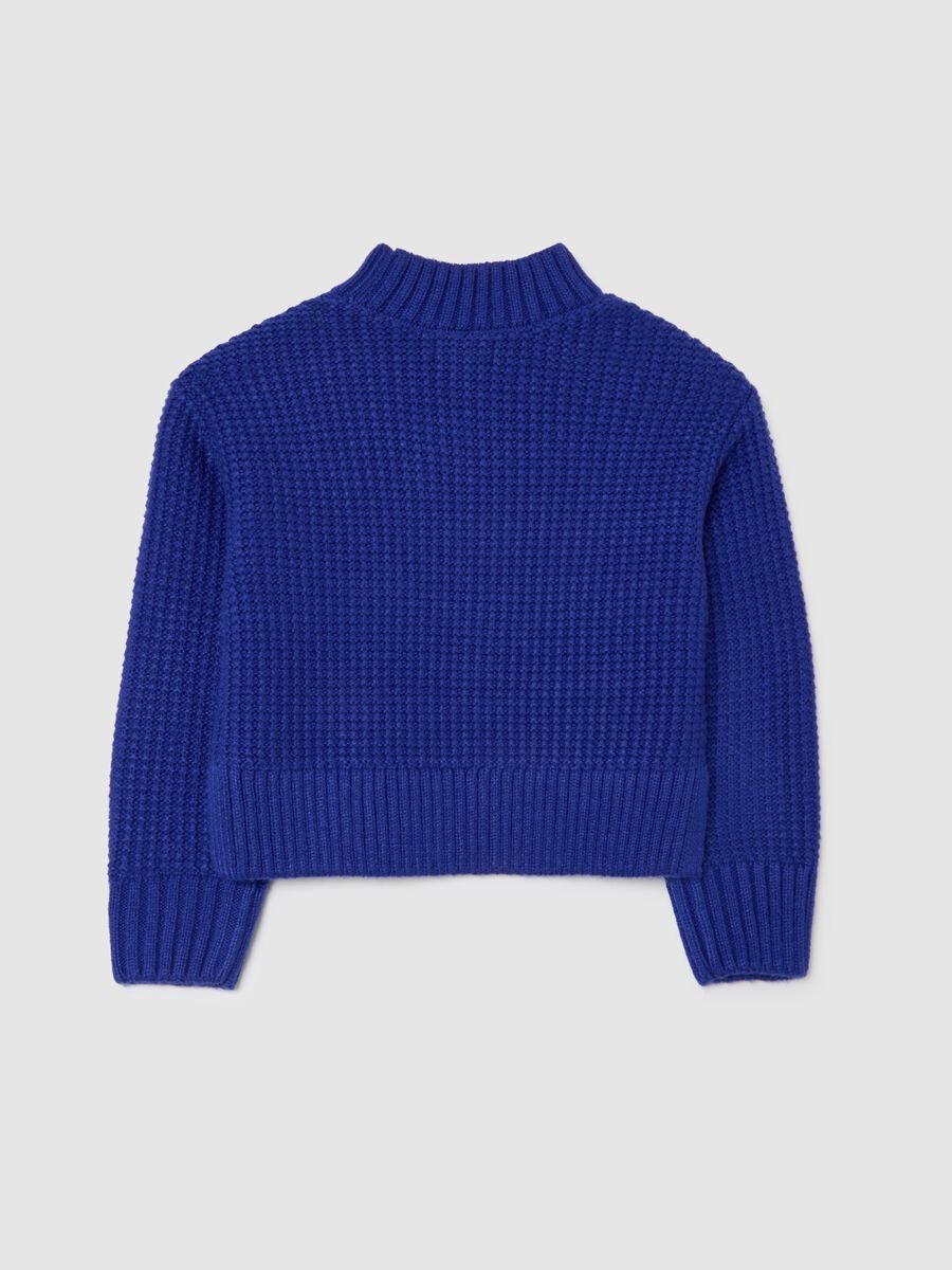 Maglione blu a collo alto lavorato a maglia_4