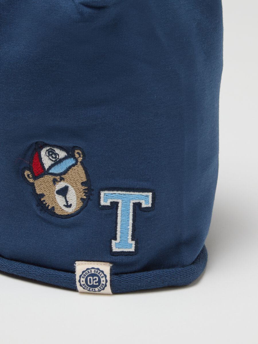 Blue children's cap in stretch cotton regular fit with embroidery_2
