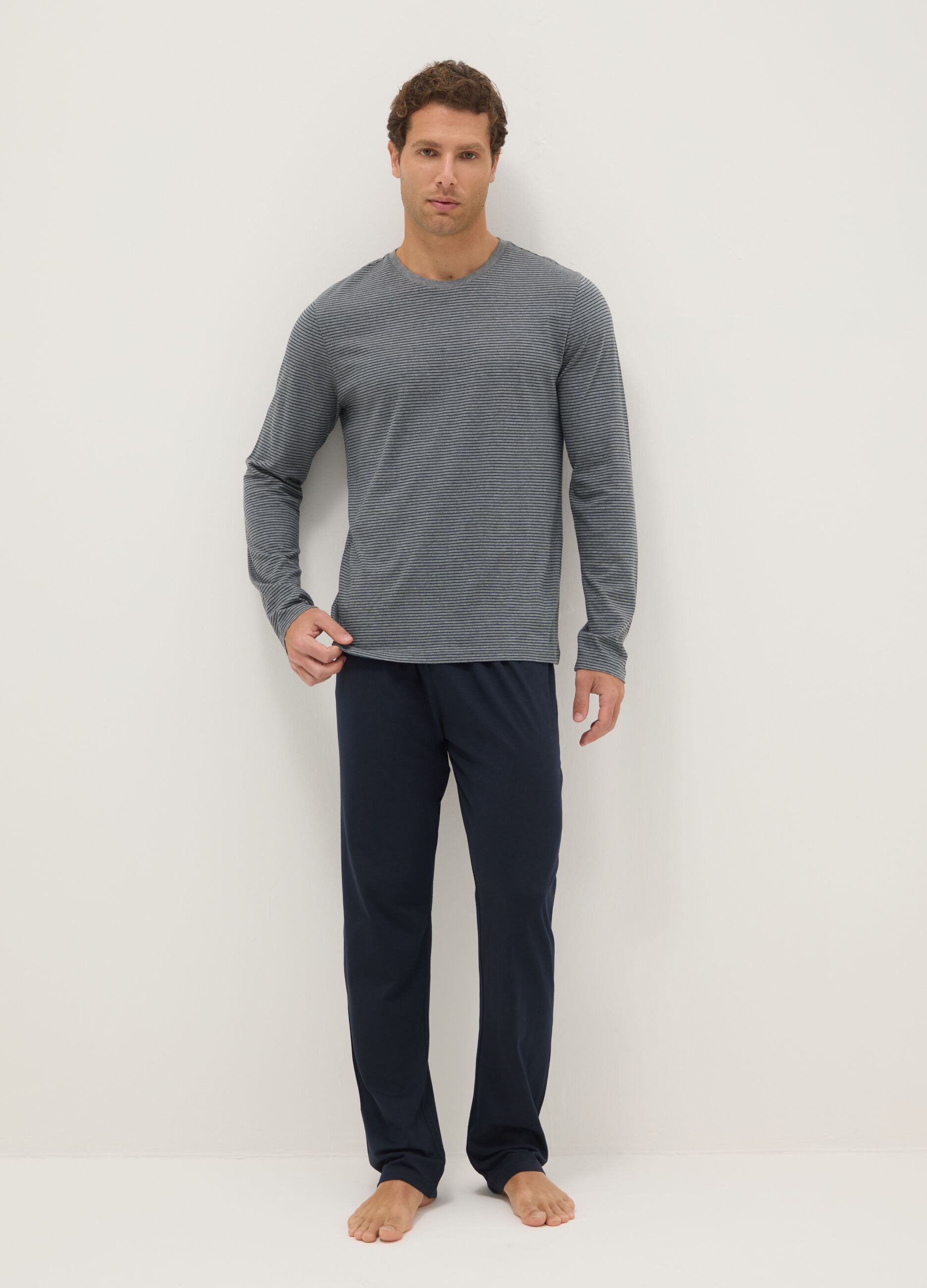 Long pyjamas in pure multicolour cotton regular fit