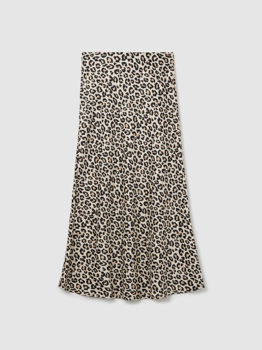 Long skirt in animal print satin_4