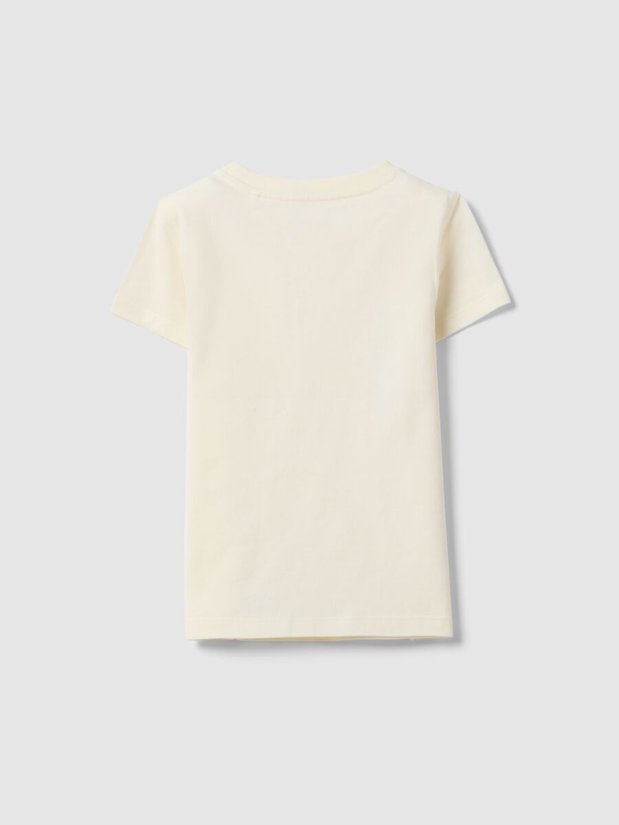 Beige pure cotton regular fit T-shirt with print for girls_1