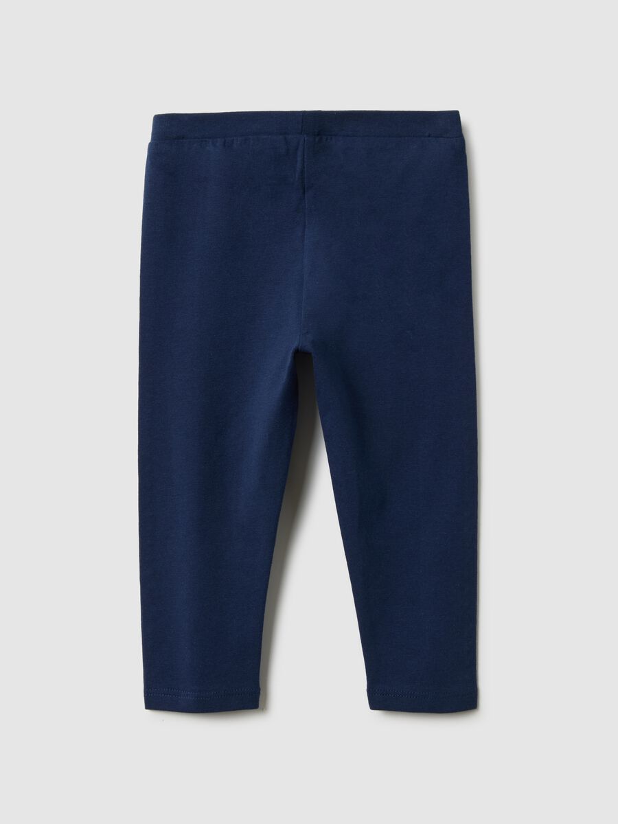 Girls' Slim Fit Blue Stretch Cotton Leggings_1