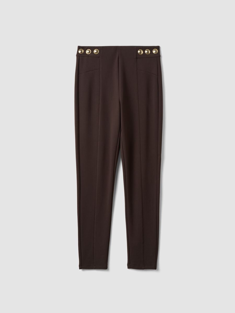 Leggings marroni in punto Milano di viscosa elasticizzata skinny fit_4