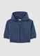 Blue newborn sweatshirt in pure cotton, regular fit with hood and zip_0