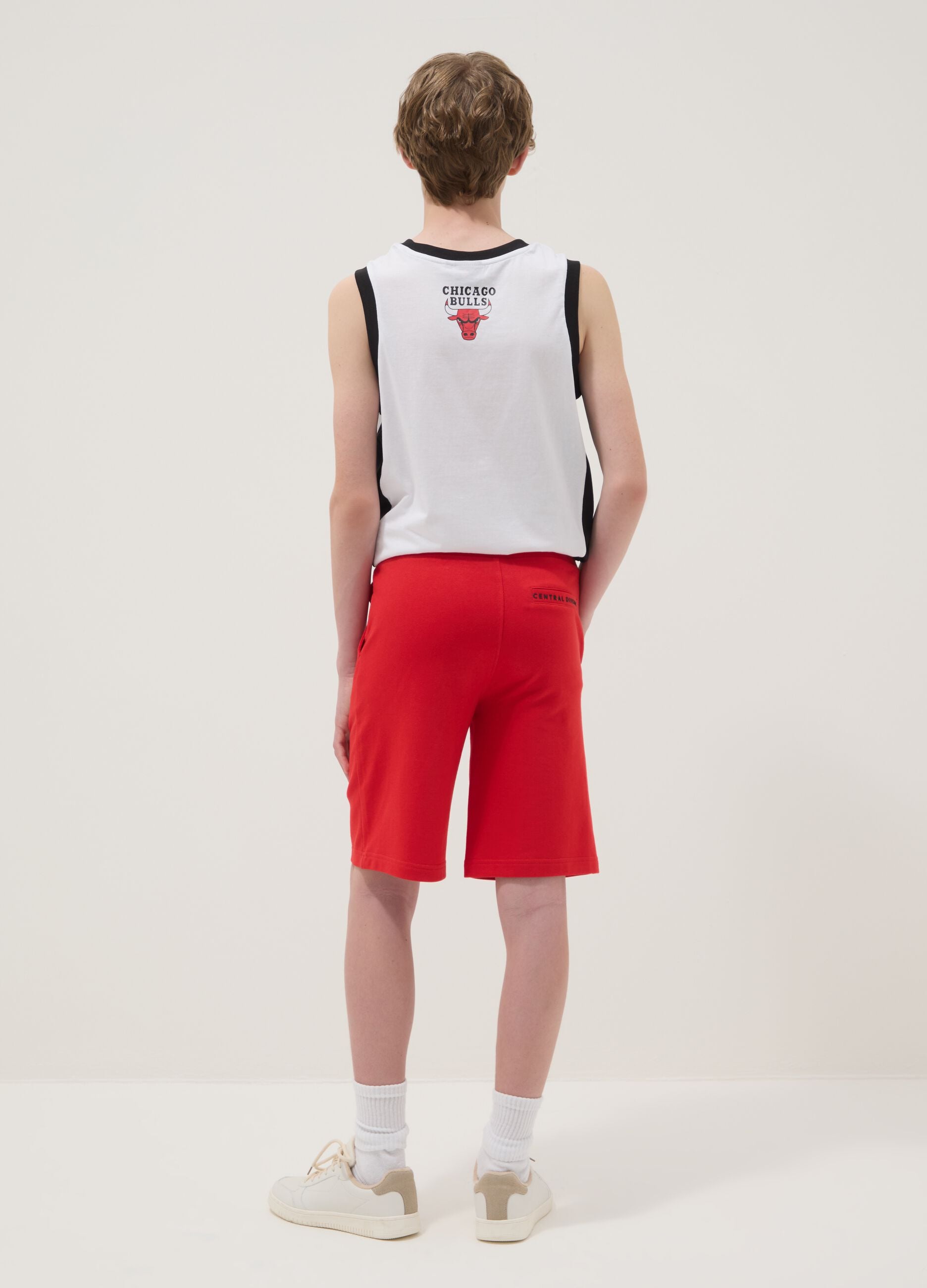 Regular-fit red cotton-blend shorts