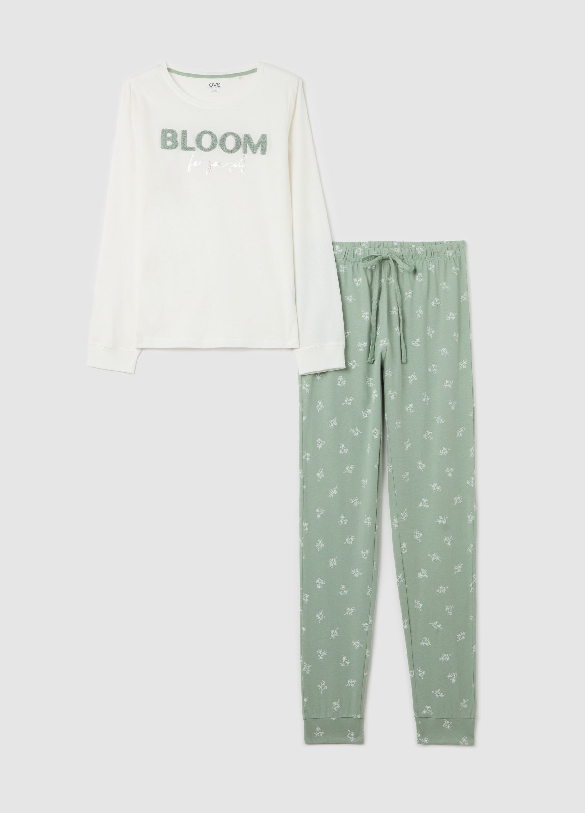 Cotton pyjamas with bouclé lettering