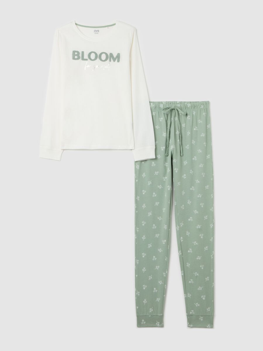 Cotton pyjamas with bouclé lettering_4