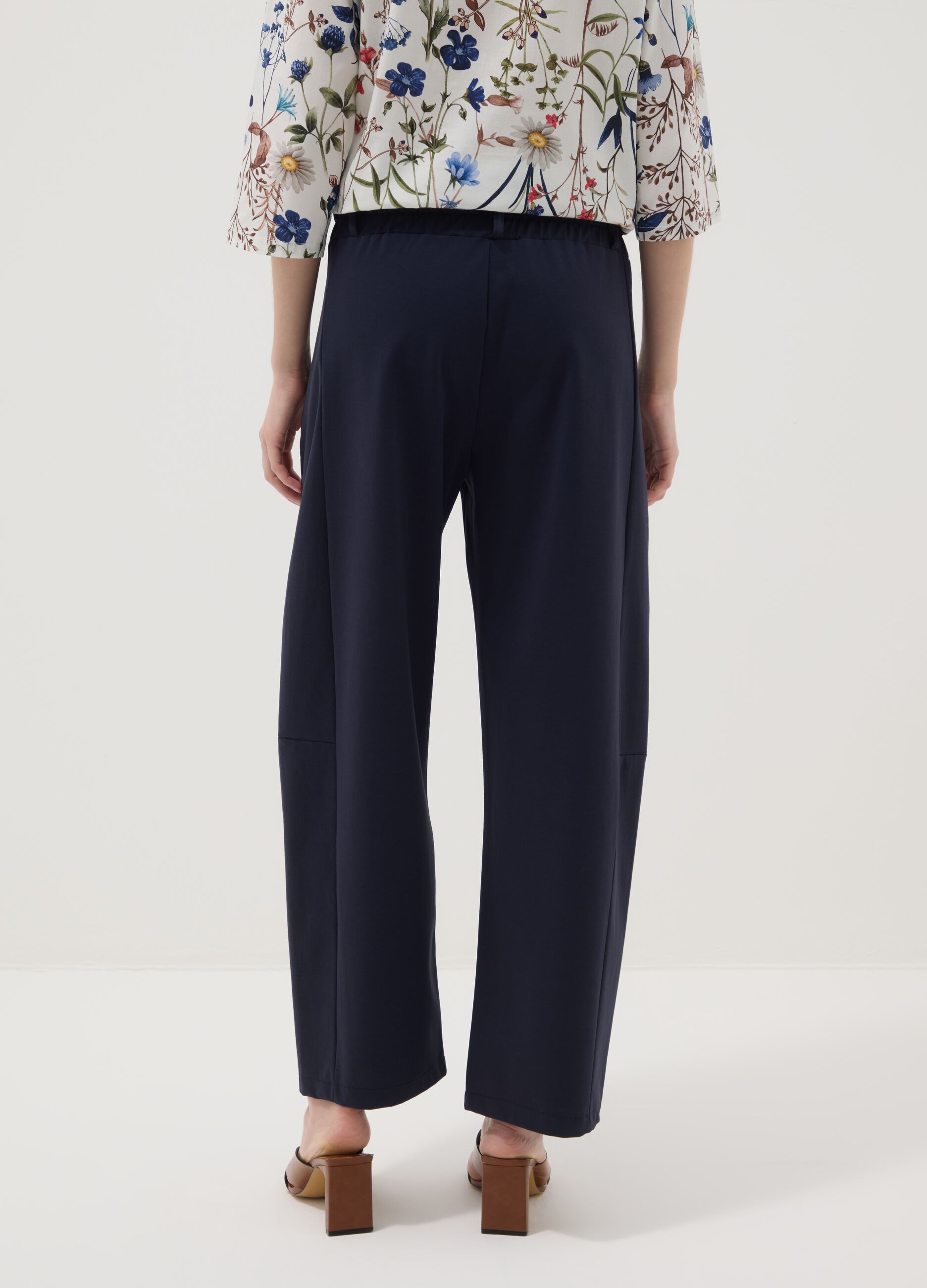 Blue stretch cotton trousers