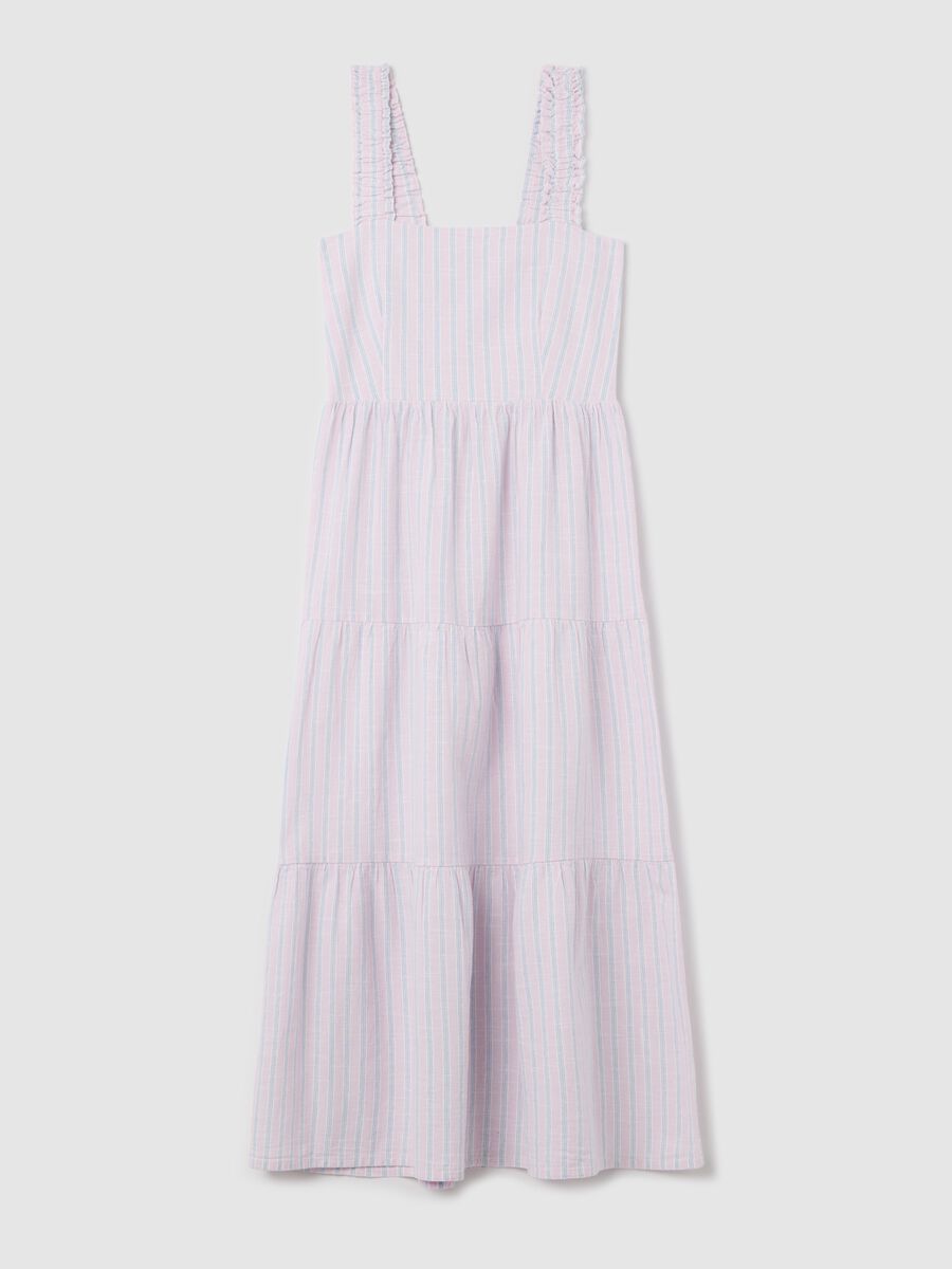 Long pink striped dress in cotton_4