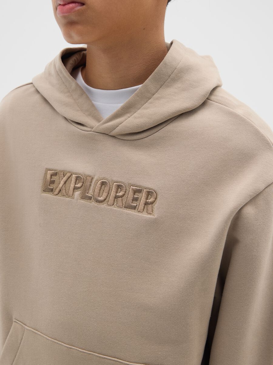 Felpa da ragazzo in puro cotone beige regular fit_2