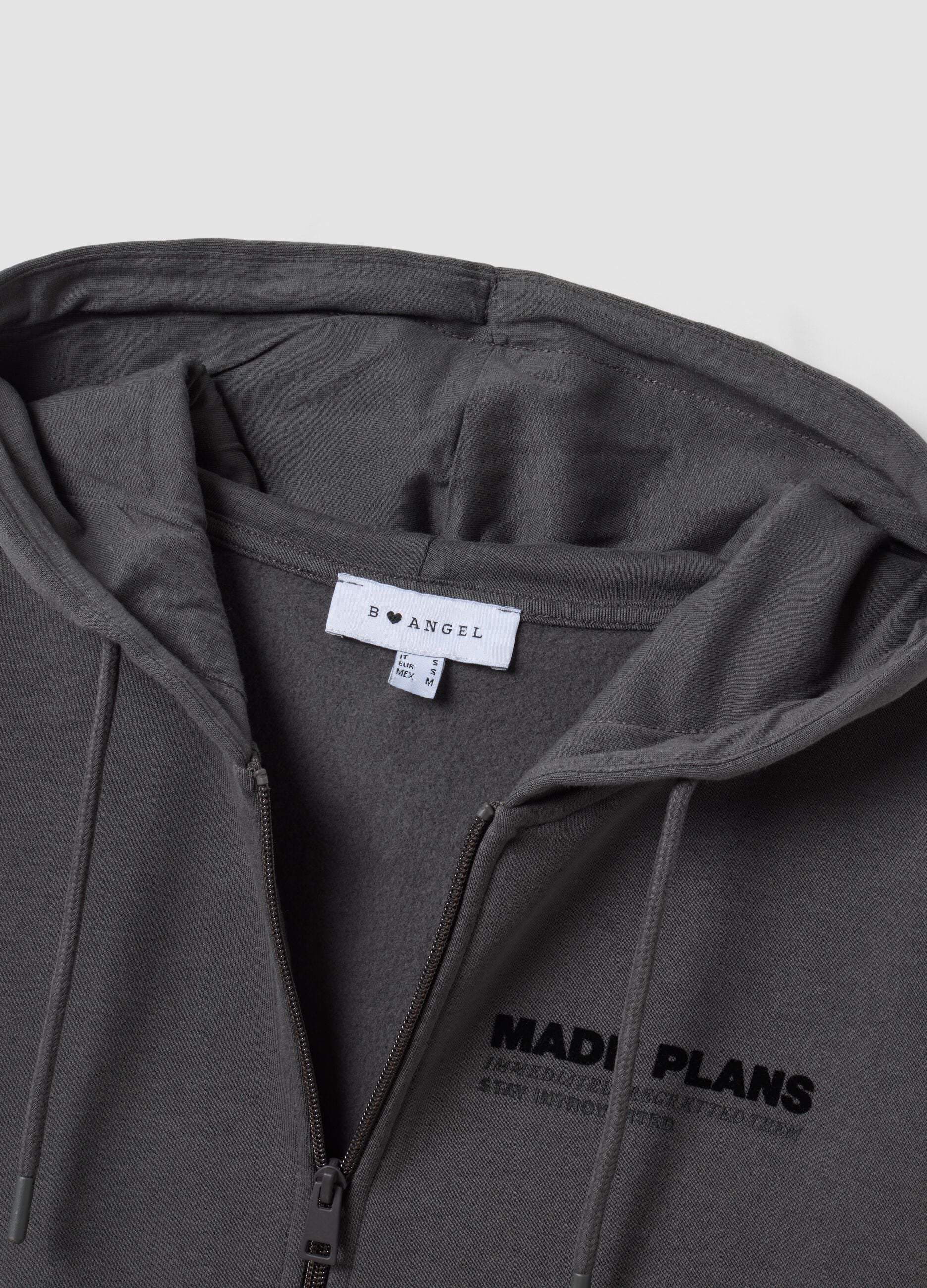 Grey cotton-blend hoodie with relaxed-fit slogan