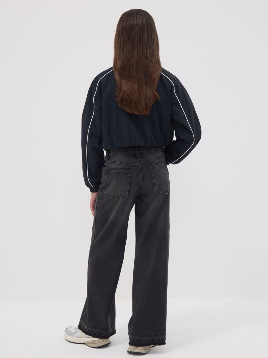 Jeans neri culotte in misto cotone, lyocell e viscosa per ragazza_1