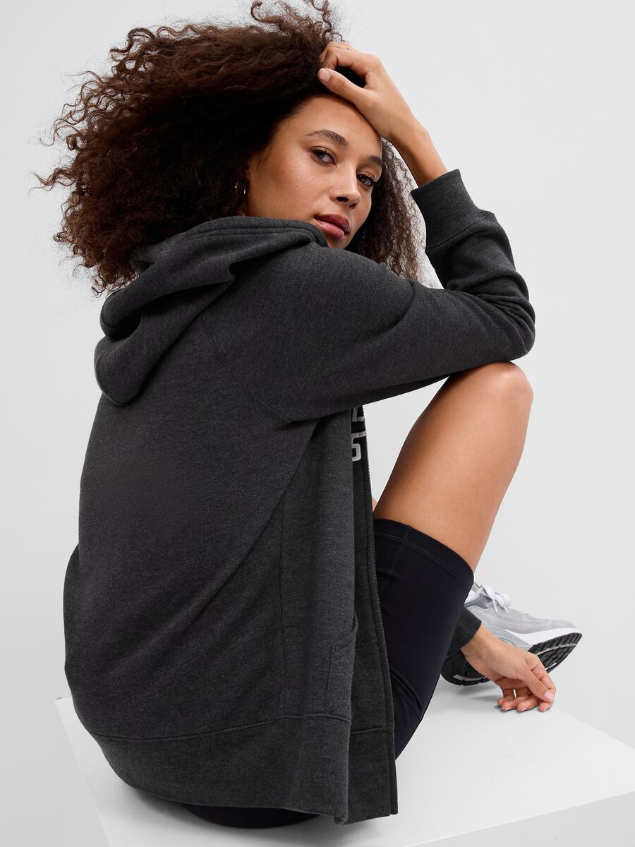 Full-zip sweatshirt with hood and logo embroidery_1