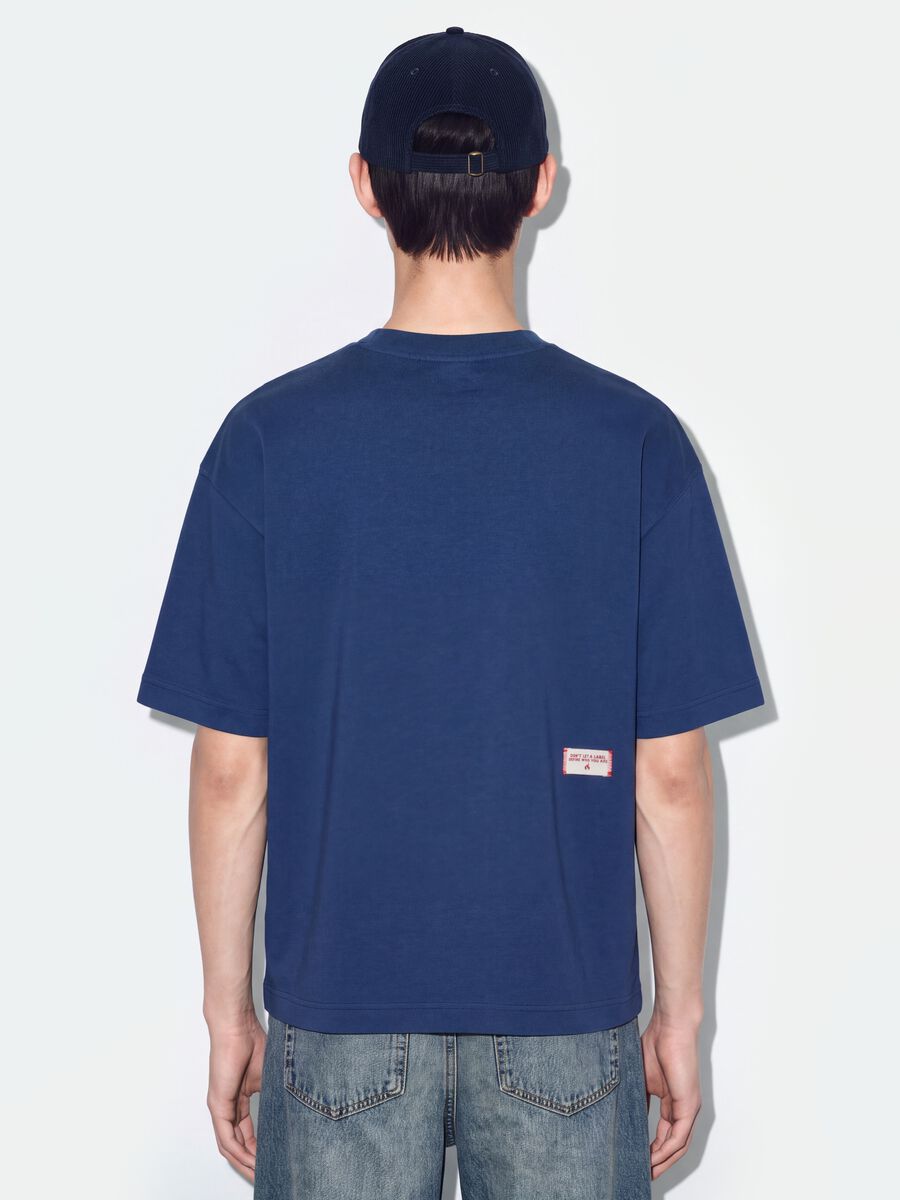 Blue crew-neck pure cotton boxy-fit T-shirt_3