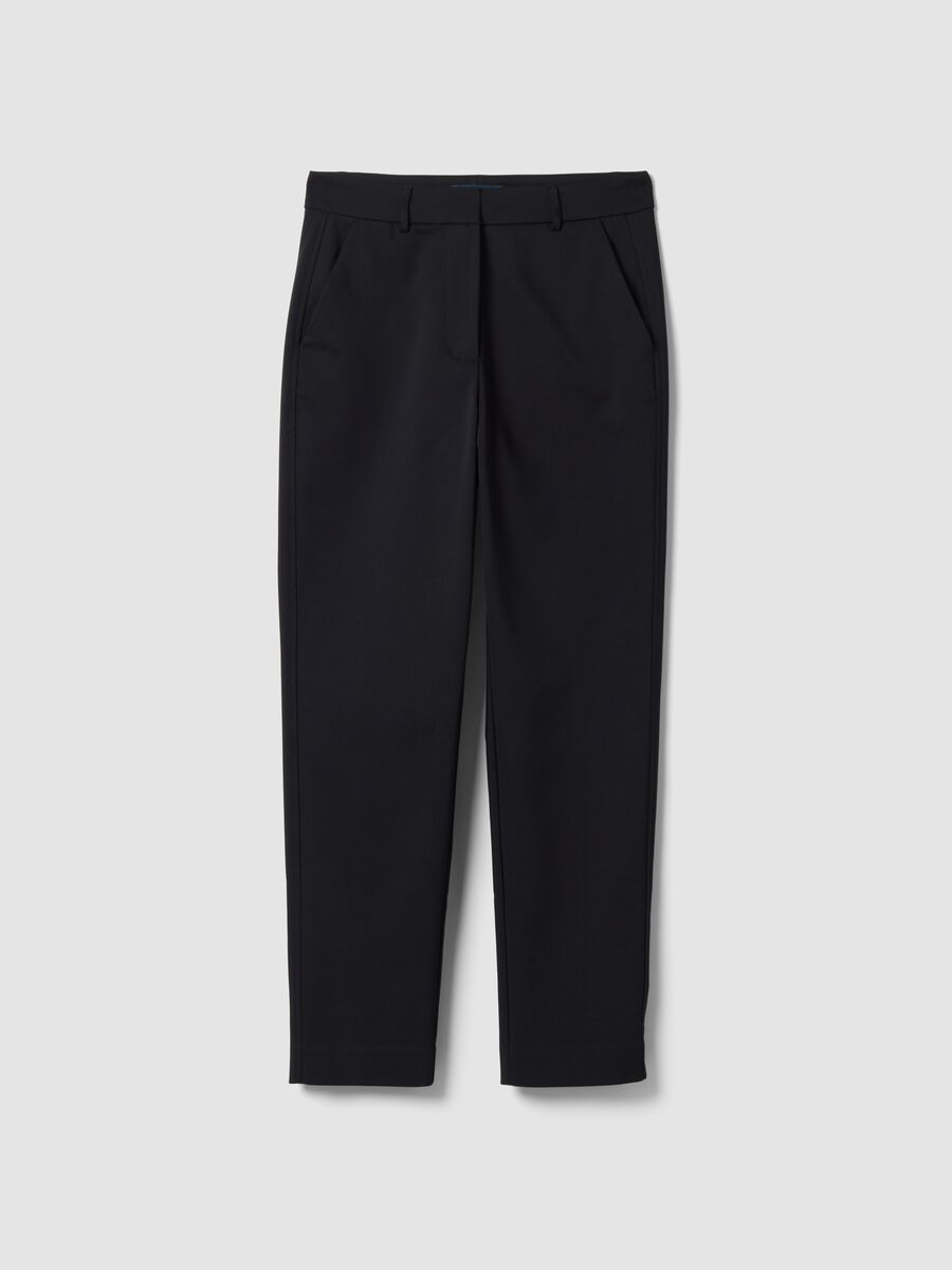 Pantaloni neri slim in cotone elasticizzato_0