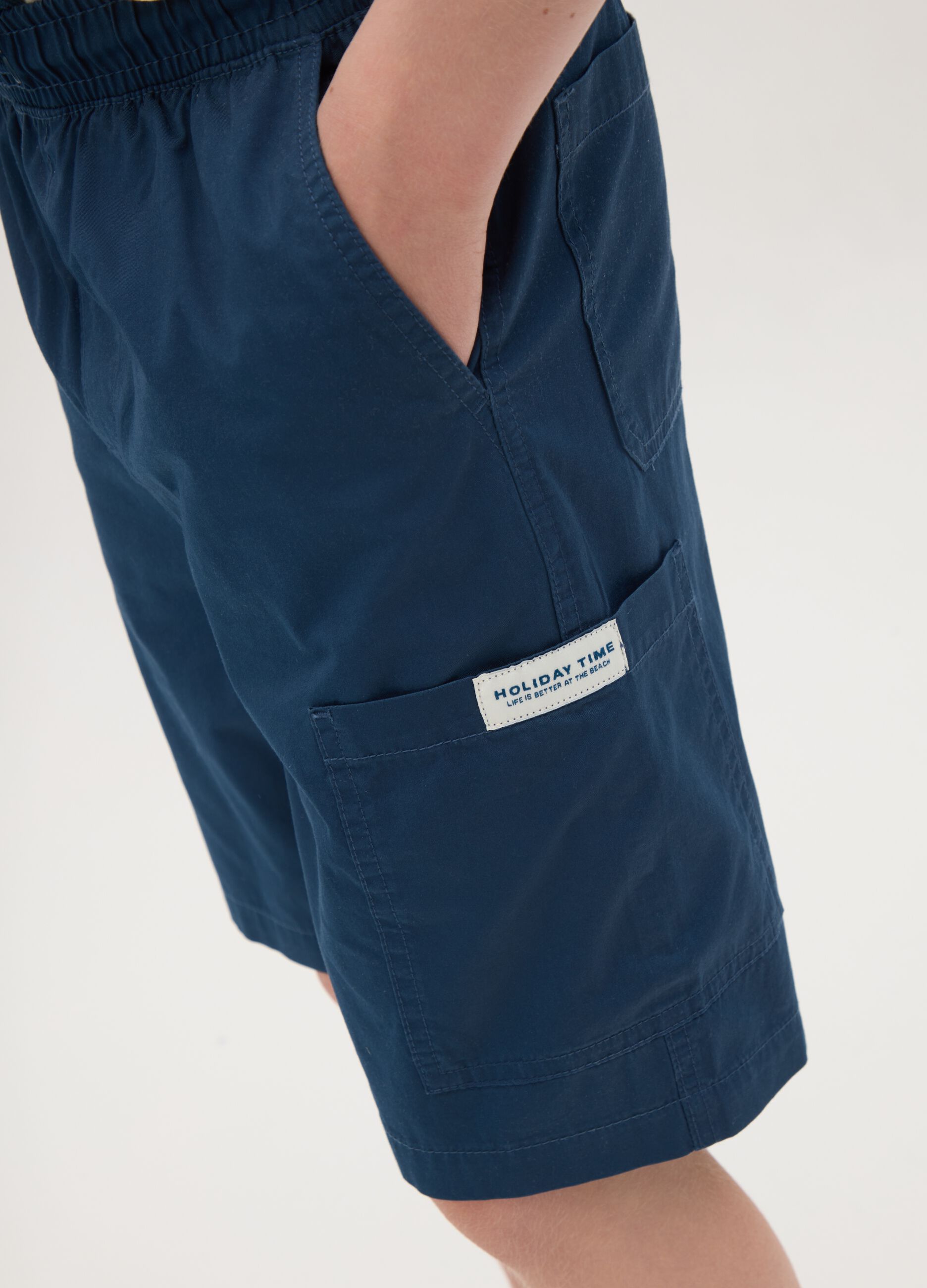 Blue baggy shorts in pure cotton