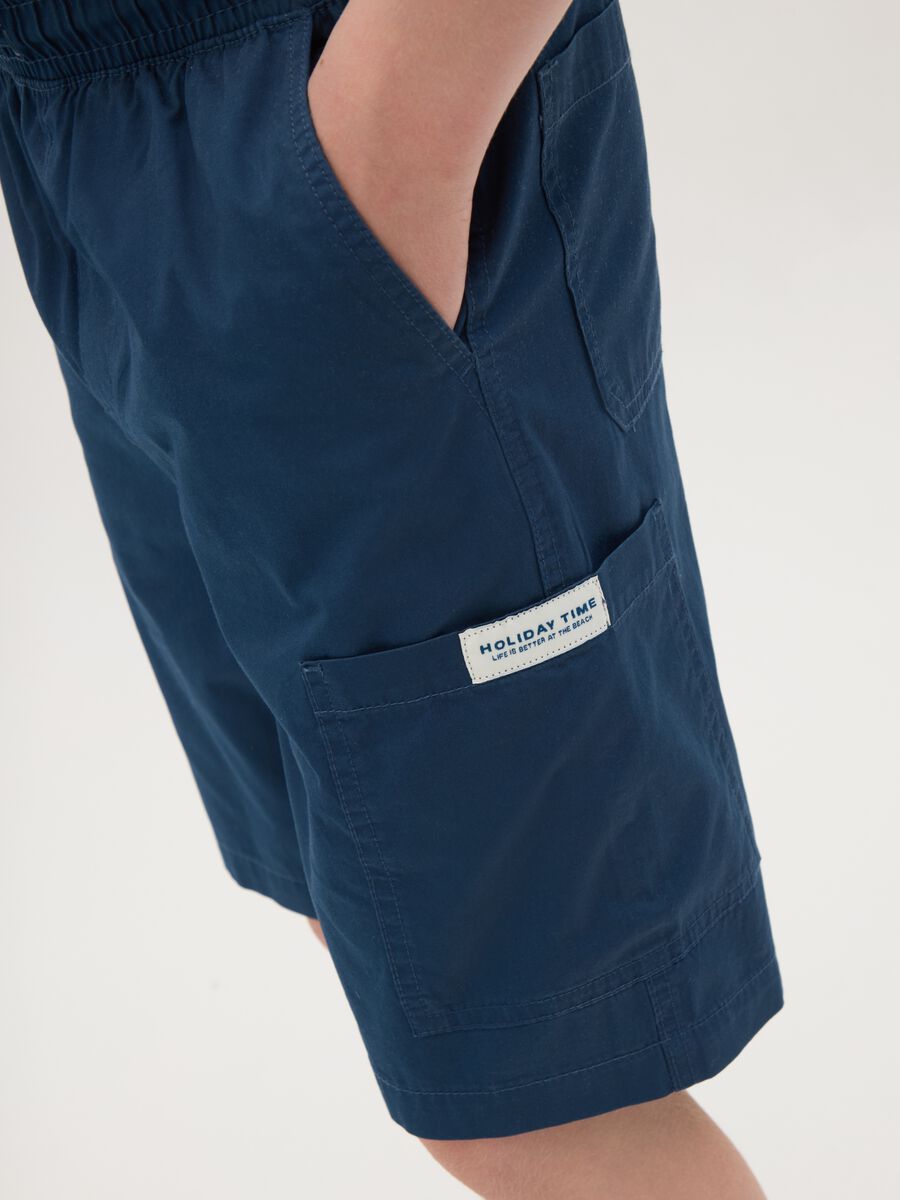 Blue baggy shorts in pure cotton_2