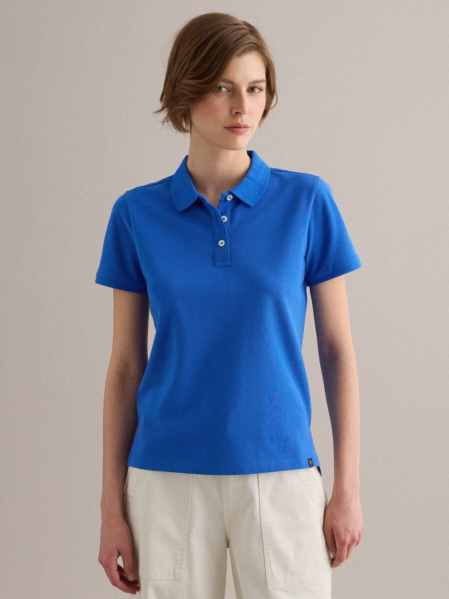 Polo in puro cotone biologico blu regular fit_0