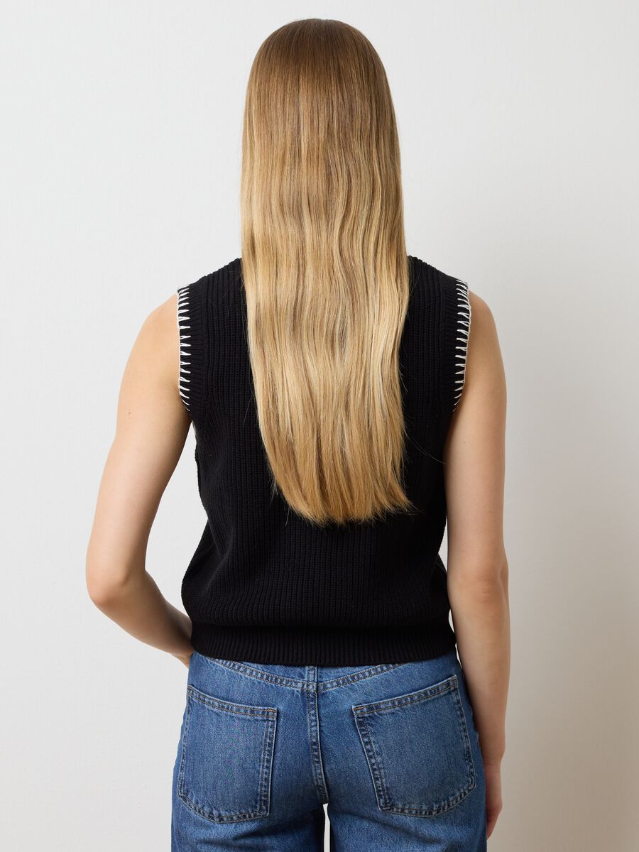 Black Cotton Blend Regular Fit Vest_2