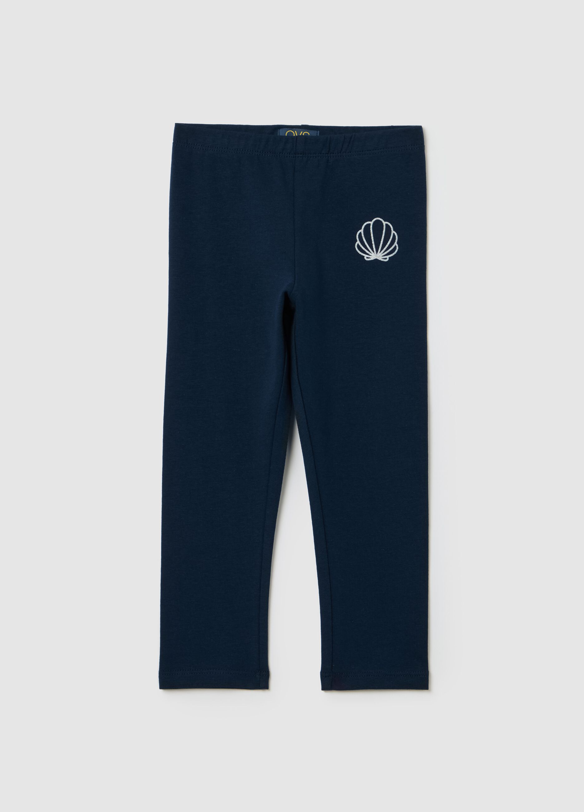 Leggings blu conchiglia glitter