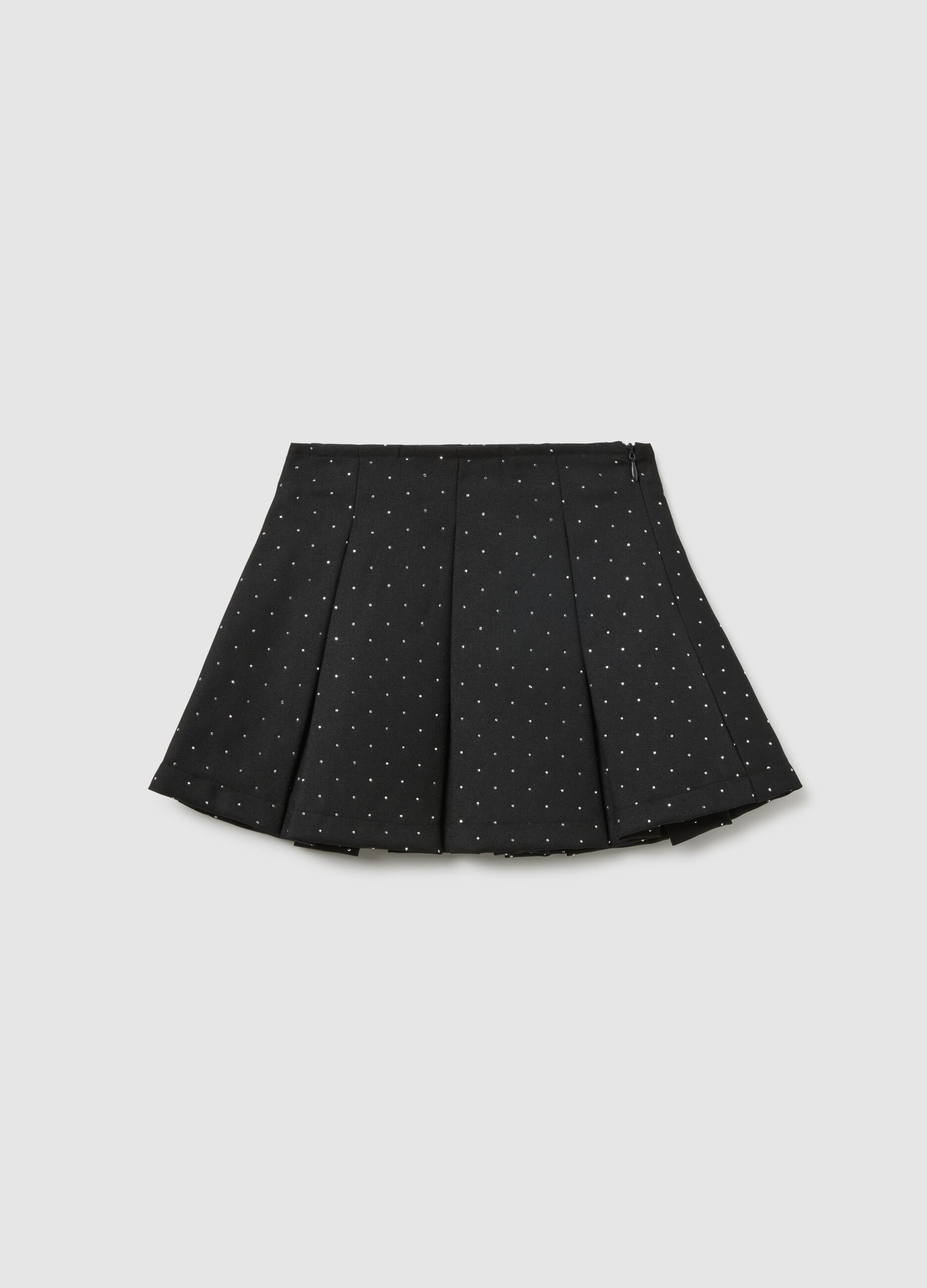 Minigonna nera plissettata da bambina regular fit