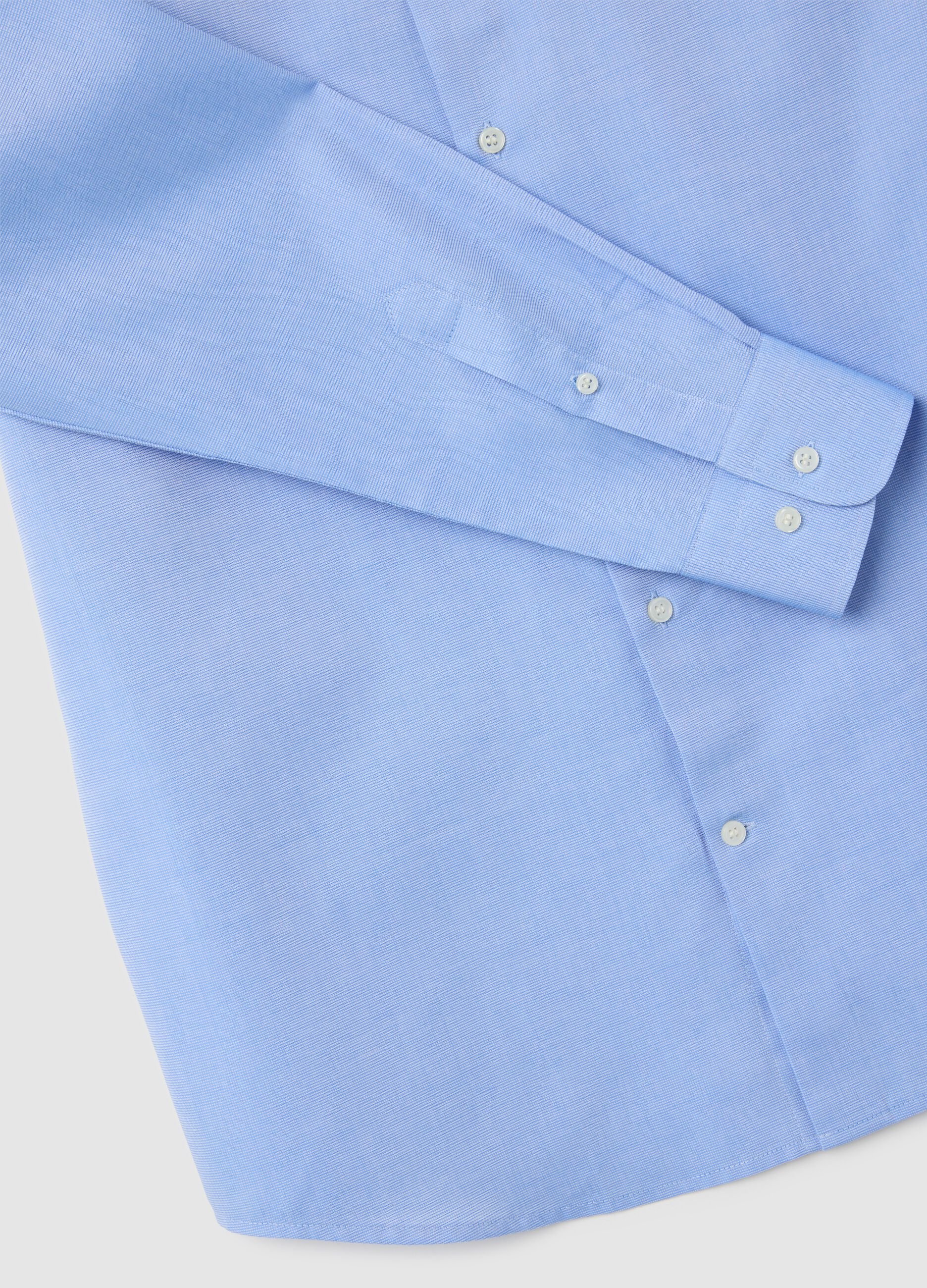 Men's blue pure cotton shirt easy iron