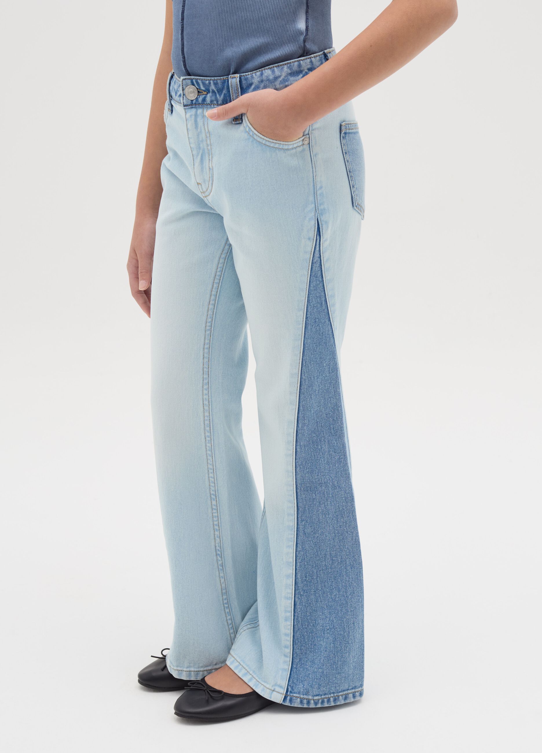 Flare-fit jeans with contrasting details