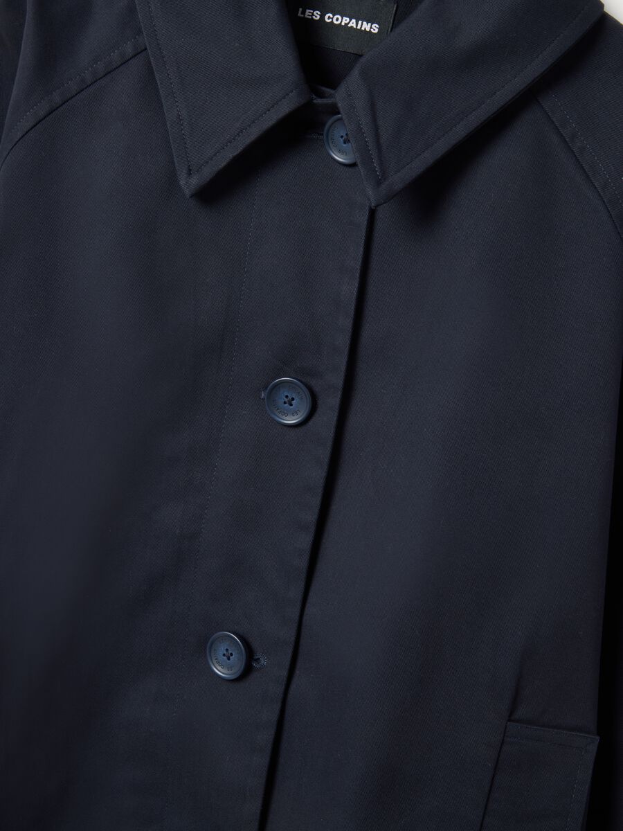 Regular fit blue pure cotton jacket with buttons_5
