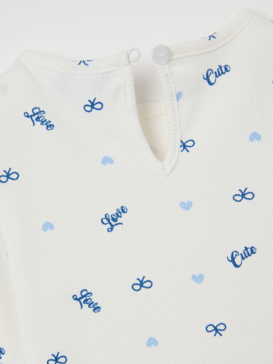 White regular fit cotton blend girls' t-shirt with prints_3