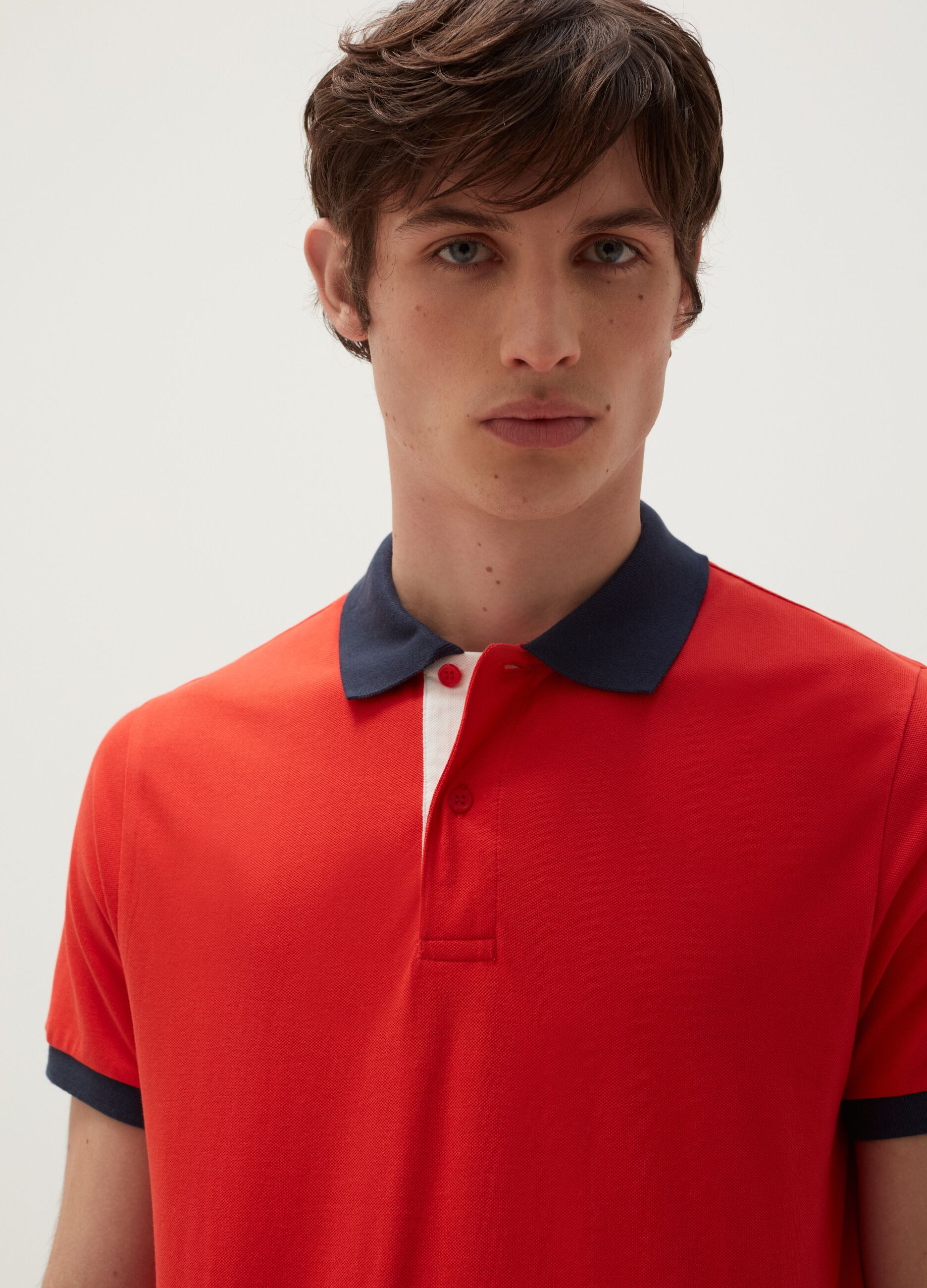 Cotton piquet polo shirt with contrasting details