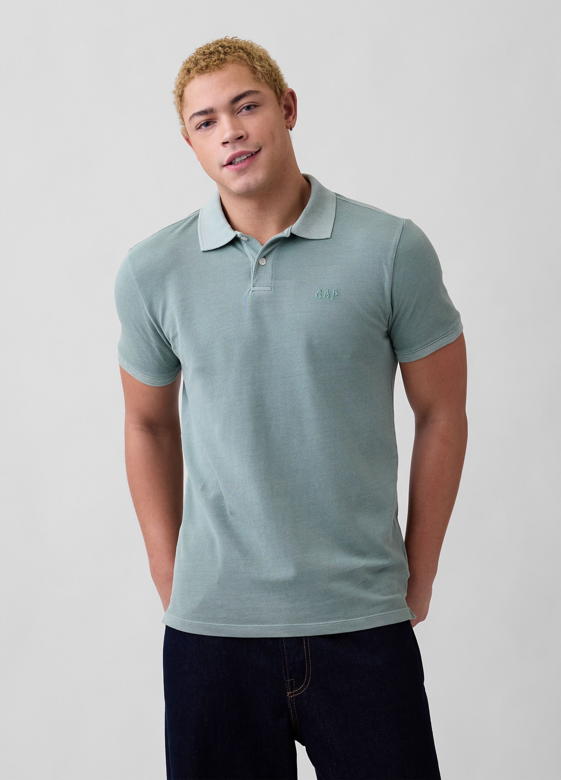 Short-sleeved cotton polo shirt