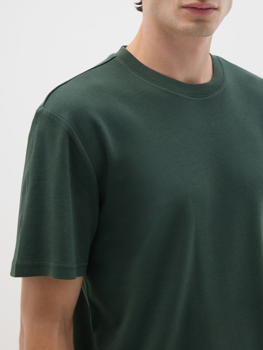 Green Pure Cotton T-shirt - Relaxed Fit_4