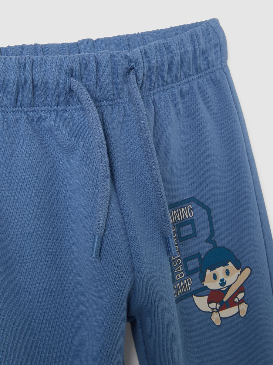 Baby blue regular fit jogger trousers in pure cotton_2