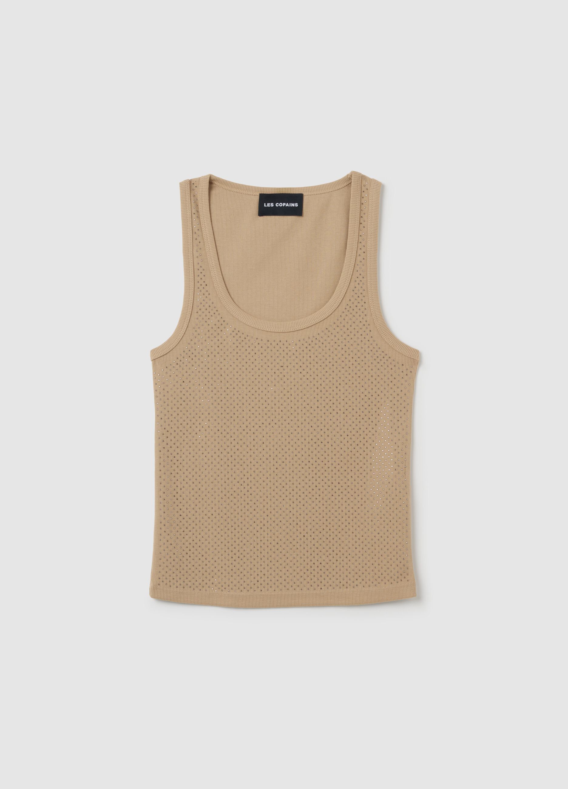 Canotta da donna in misto beige fitted