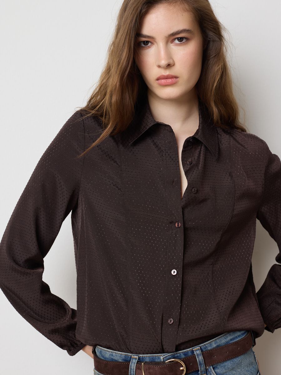 Brown Satin Regular Fit Shirt_1